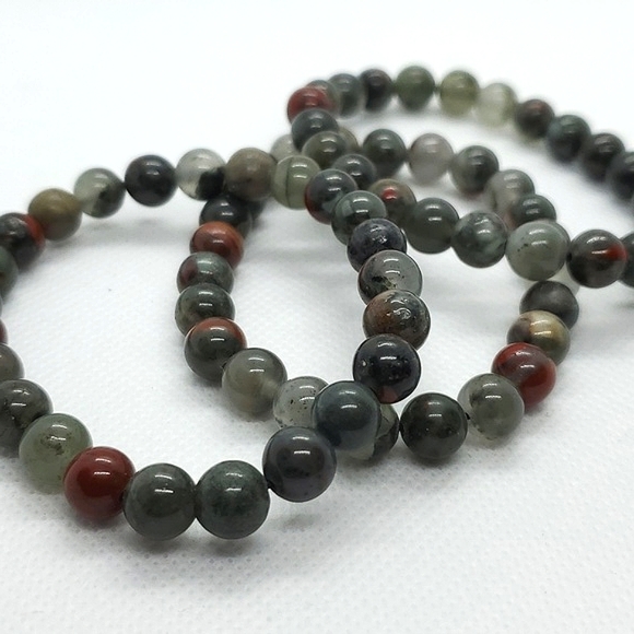 African Bloodstone Crystal Stretch Bracelet - Picture 7 of 14